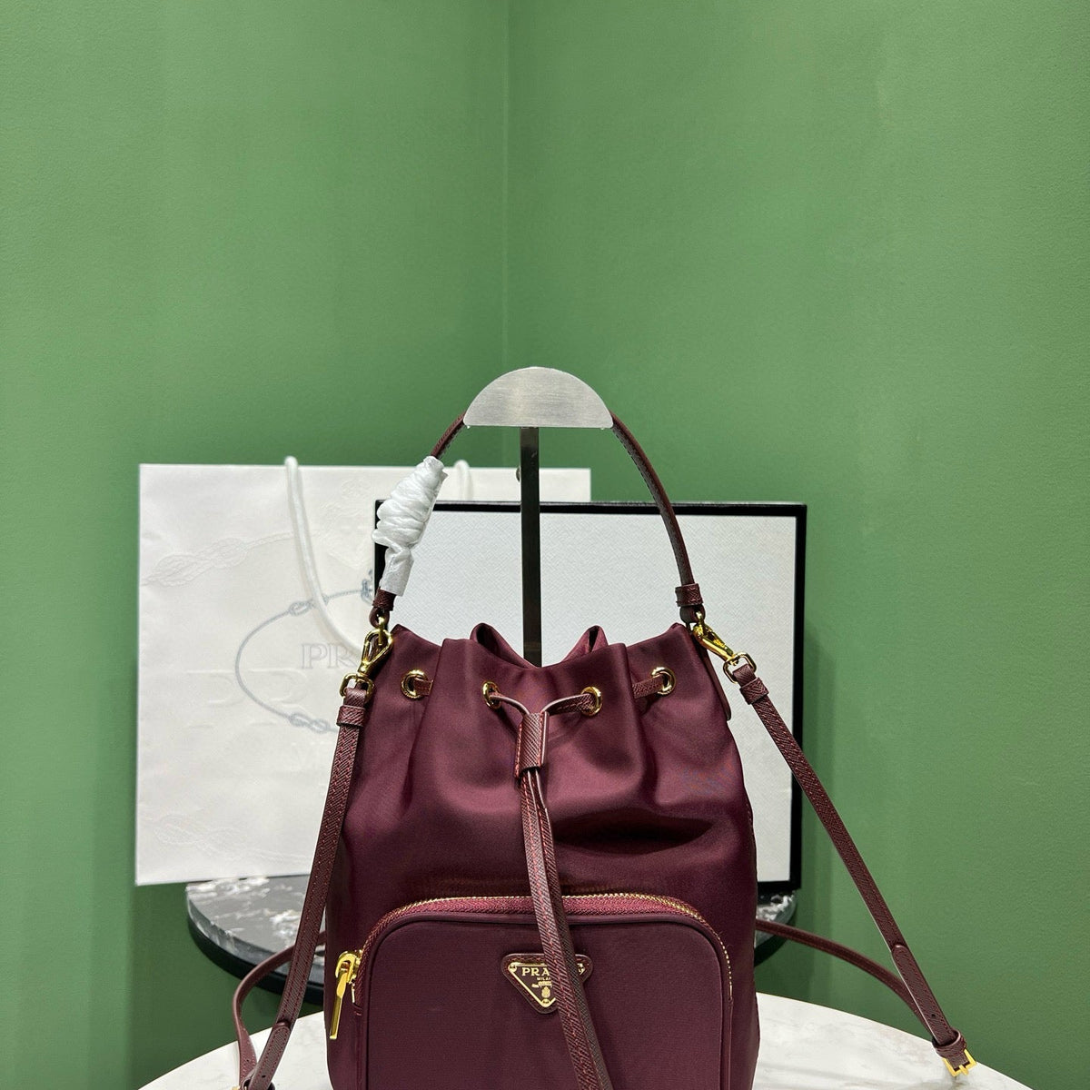 Wallets? Pd Duet Re-nylon Bucket Bag Premium Leather Designer Wallet