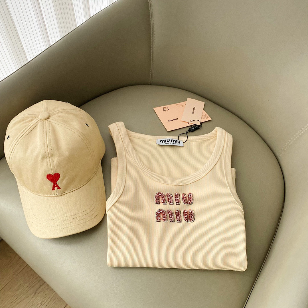 Tops- Miu M Tank Top Premium Designer Casual Top