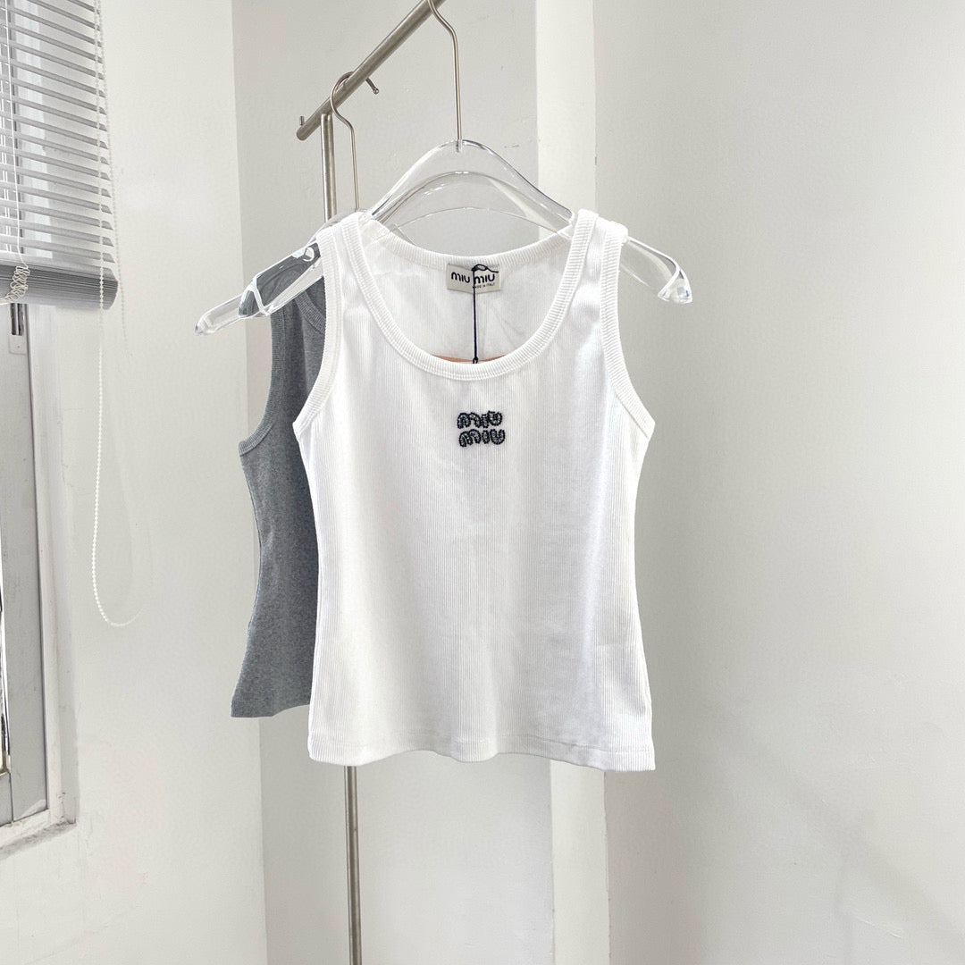 Tops- Miu M Tank Top Premium Designer Casual Top