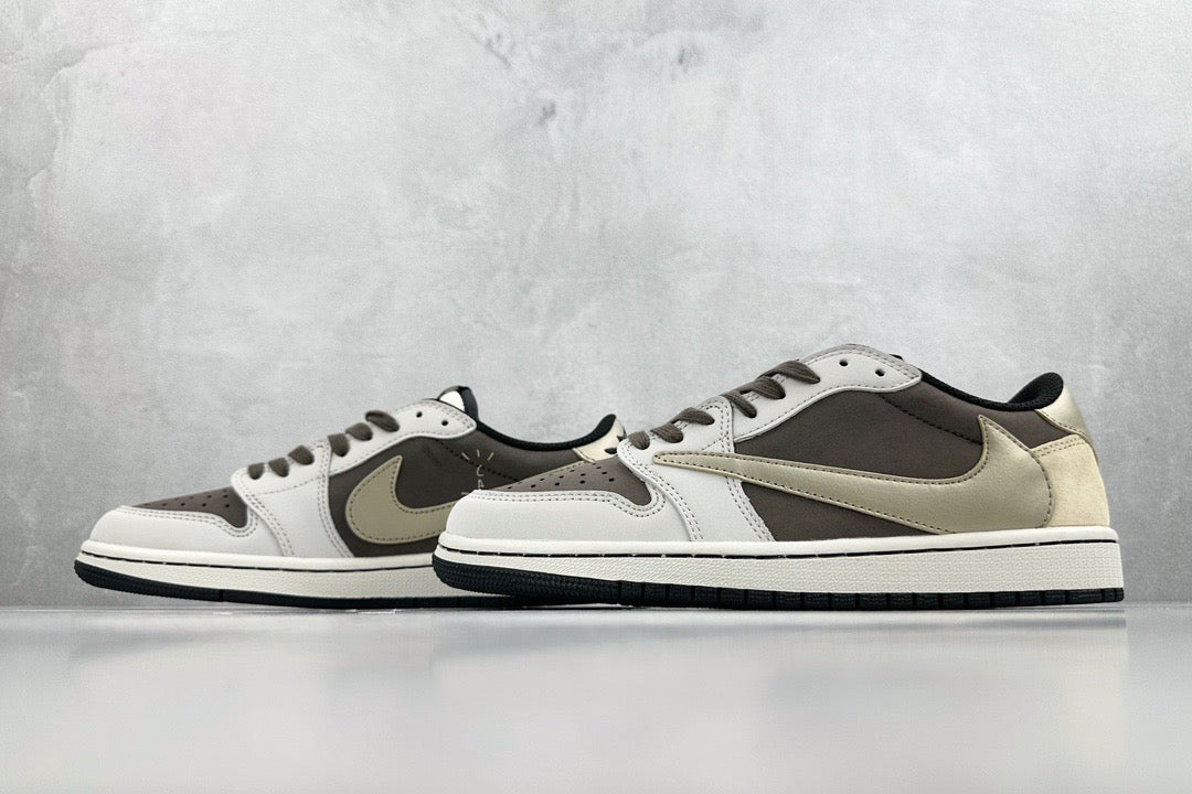 Jordan Shoes- Jordan Travis S x Jordan 1 Low Reverse Mocha Premium Designer Casual Shoes