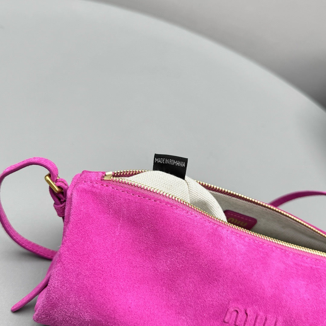Bags- Miu M Suede Pouch Elegant Everyday Designer Handbag