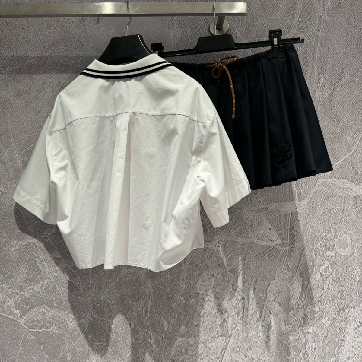 Tops- Miu M Cropped Shirt Elegant Everyday Designer Top