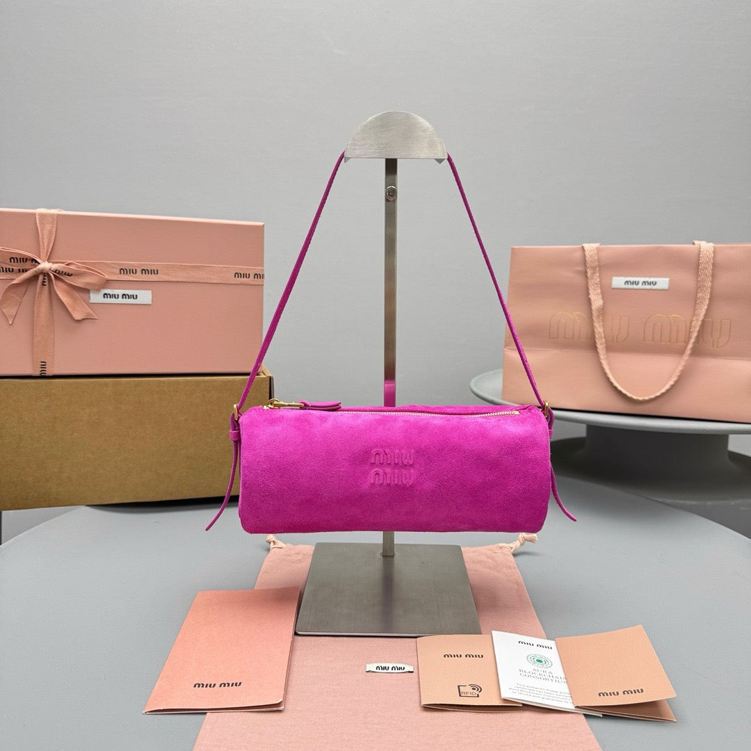 Bags- Miu M Suede Pouch Elegant Everyday Designer Handbag