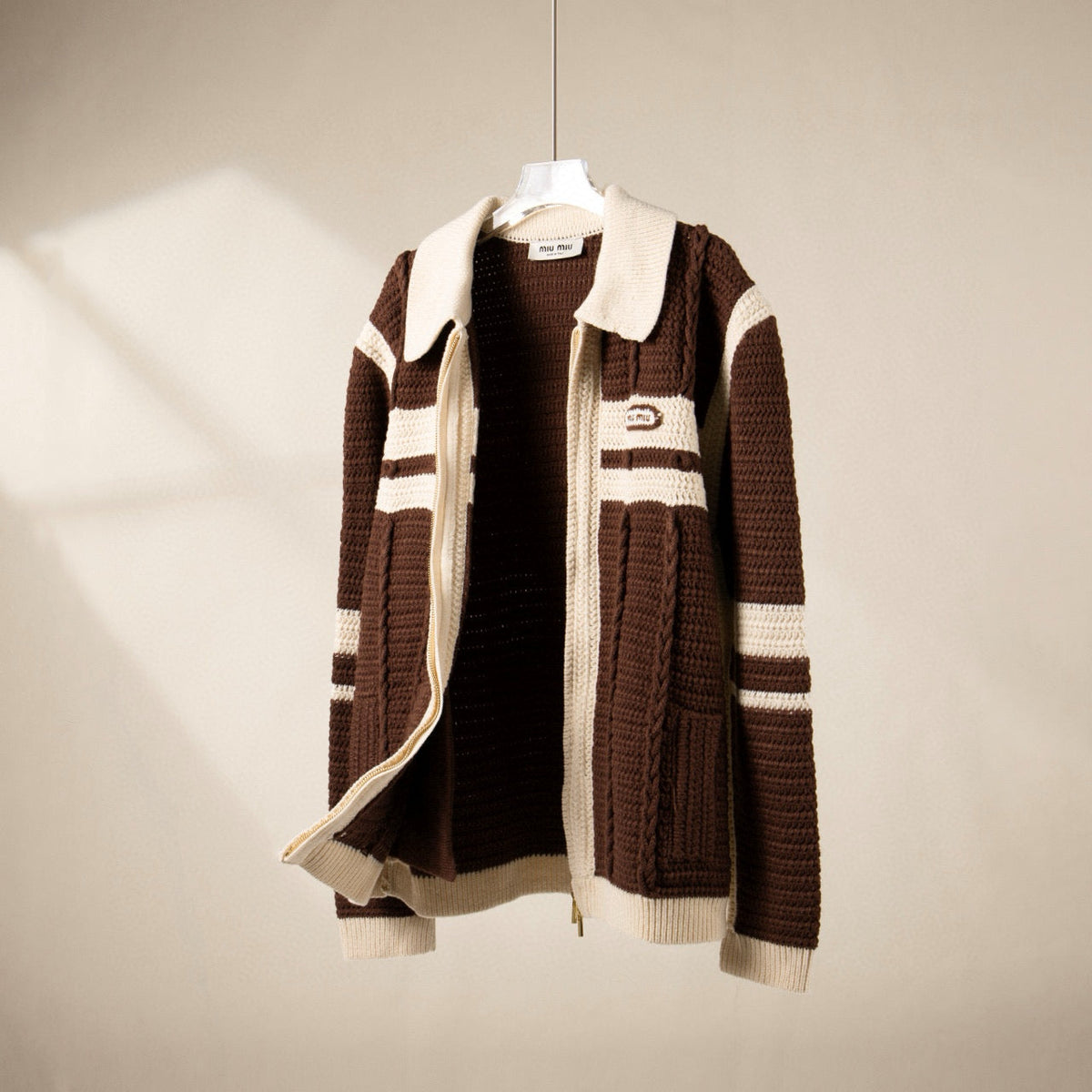 Sweaters- Miu M Zip Cardigan Luxury Designer Knit Sweater
