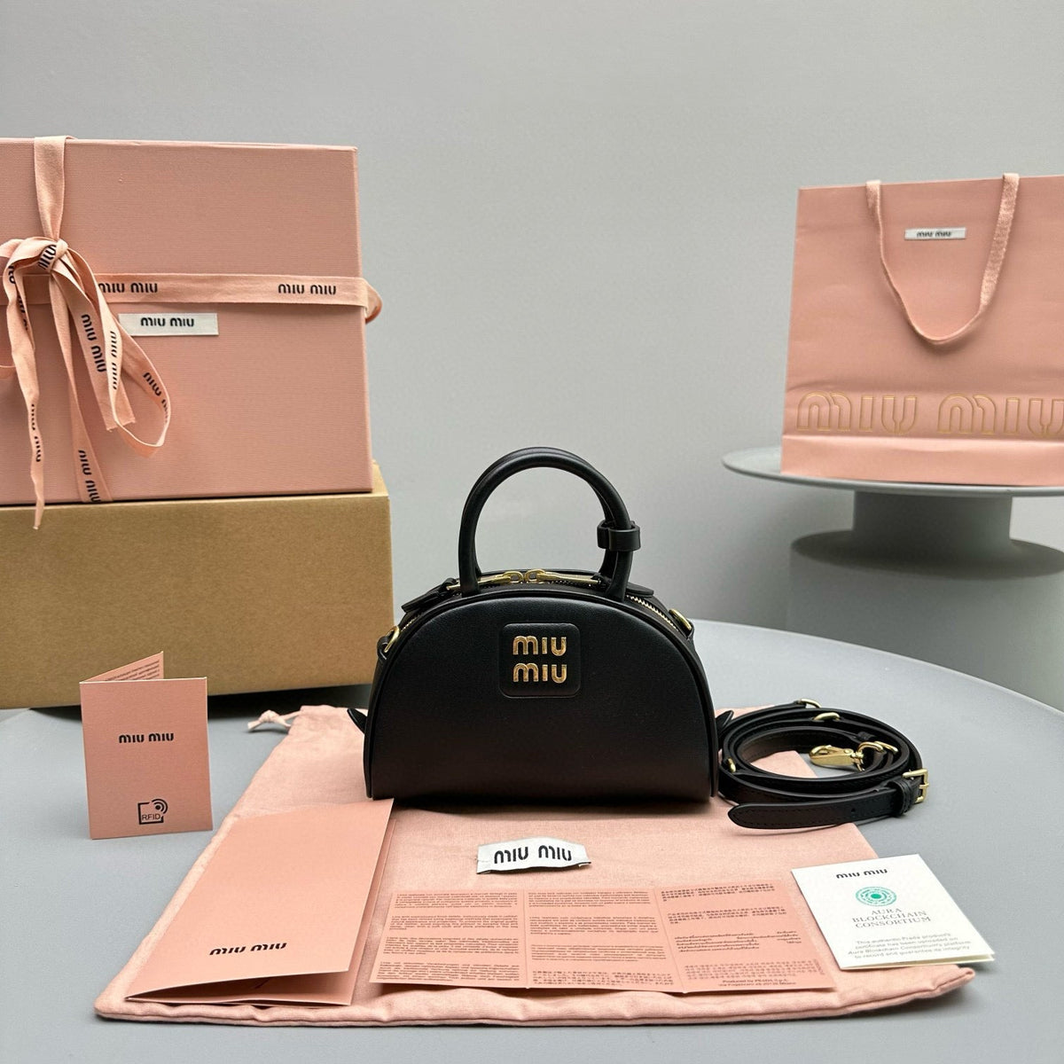 Bags- Miu M Leather Top Handle Bag Luxury Designer Leather Handbag