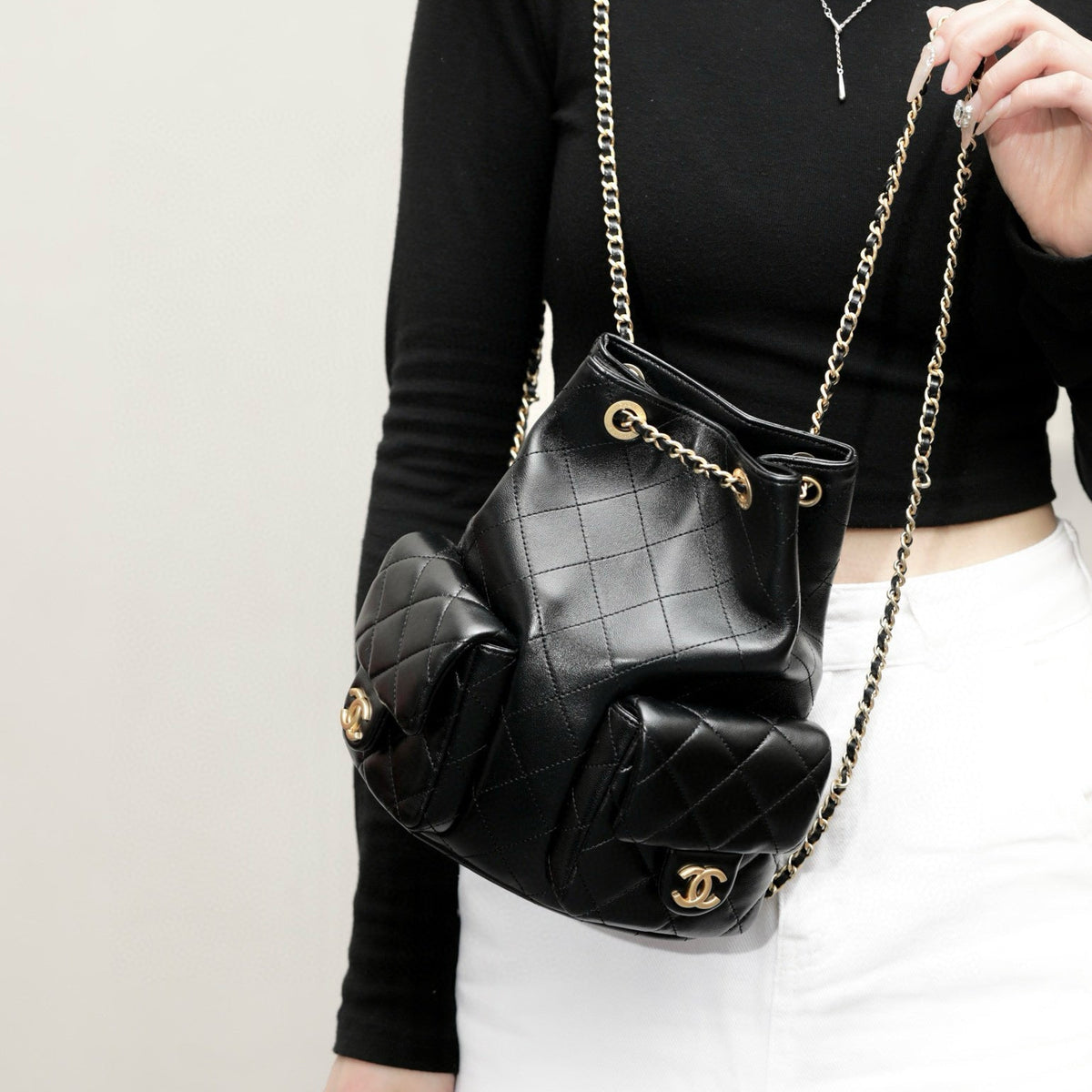 Chanel 25 Backpack detail shot – authentic designer craftsmanship