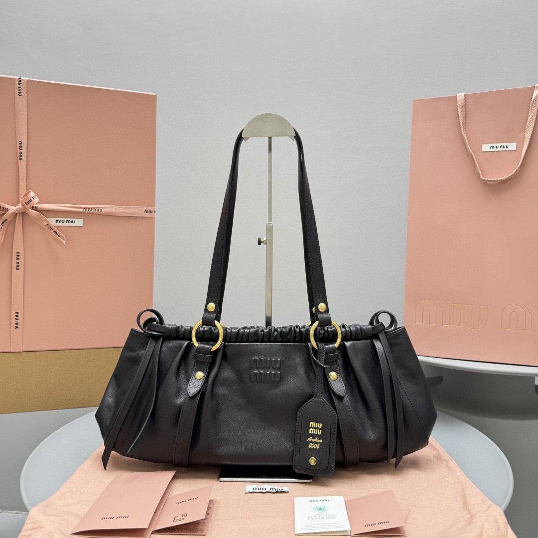 Bags- Miu M Nappa Leather Bag Elegant Everyday Designer Handbag