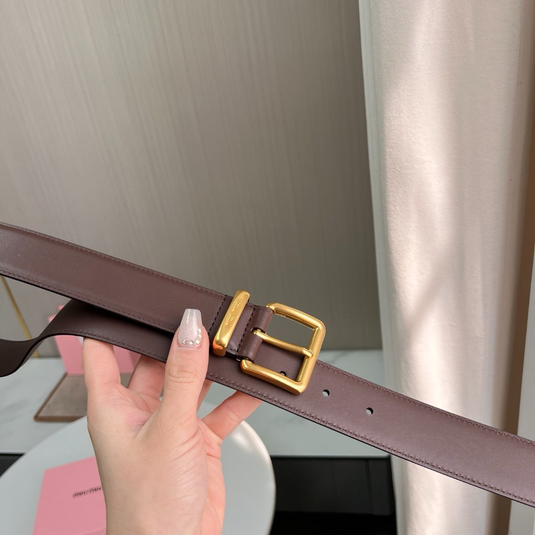 Belts- Miu M Belt 3.5 Cm Classic Everyday Designer Belt