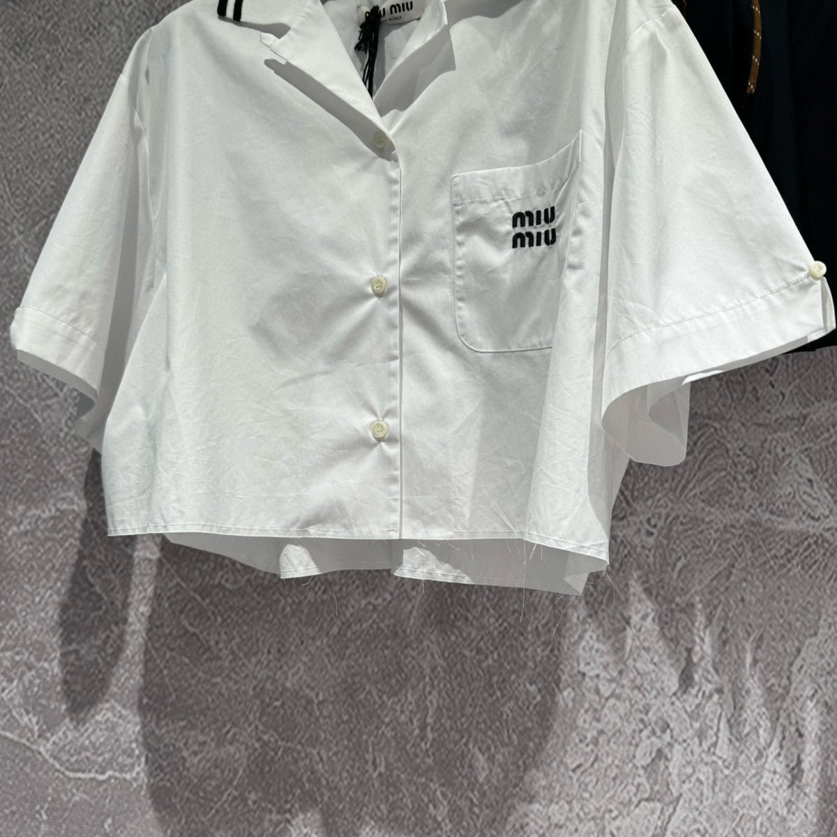 Tops- Miu M Cropped Shirt Elegant Everyday Designer Top