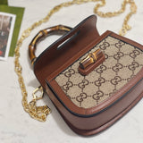 Gucci Handbag flat lay on neutral background