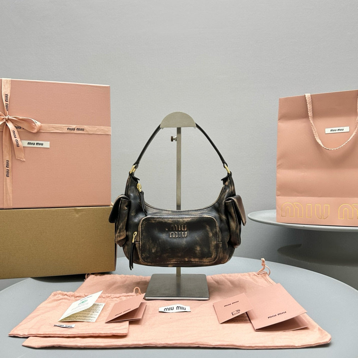 Bags- Miu M Pocket Nappa Leather Bag Elegant Everyday Designer Handbag