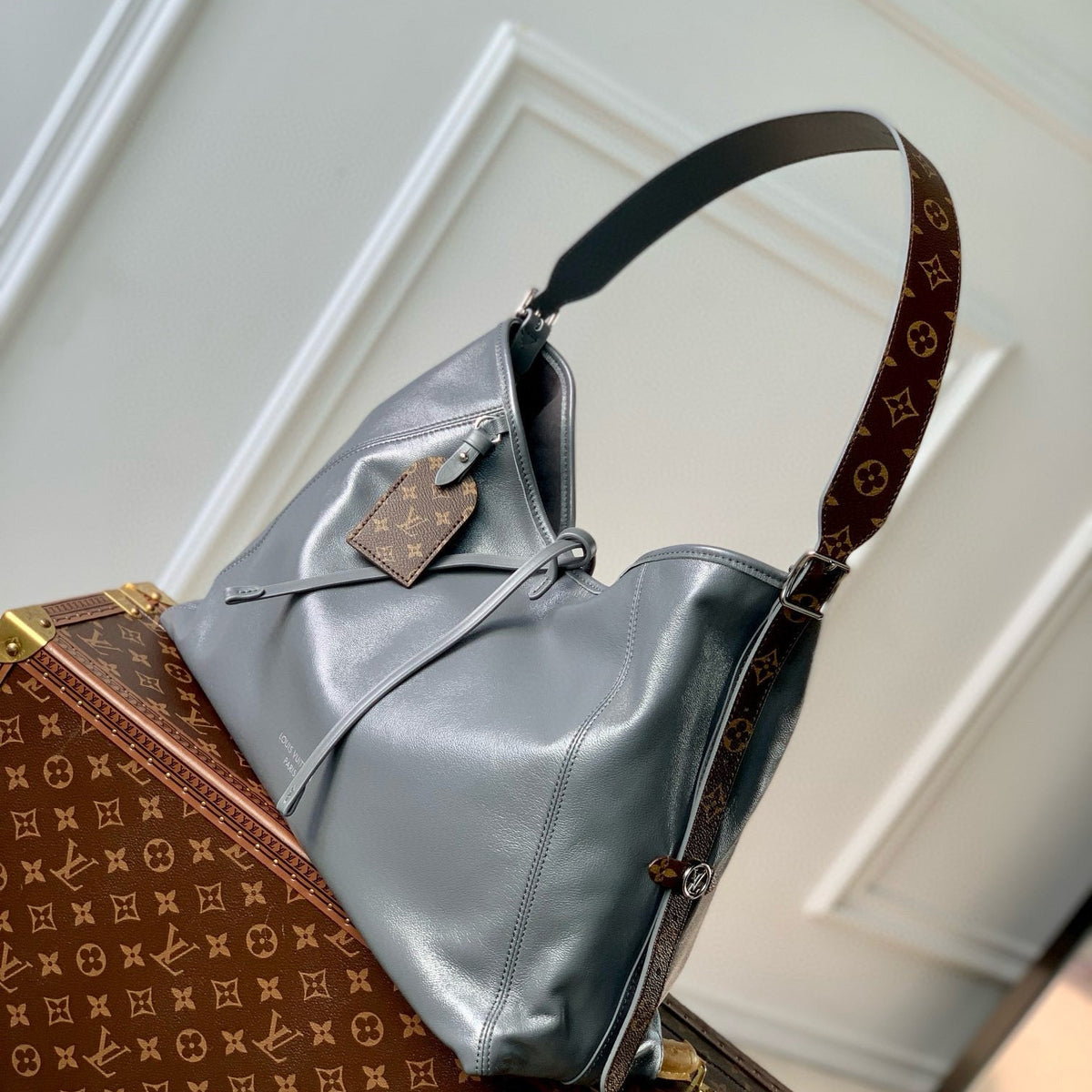 Louis Vuitton Bags- Louis Vuitton Lou Carryall Dark Mm Bag Elegant Everyday Designer Handbag