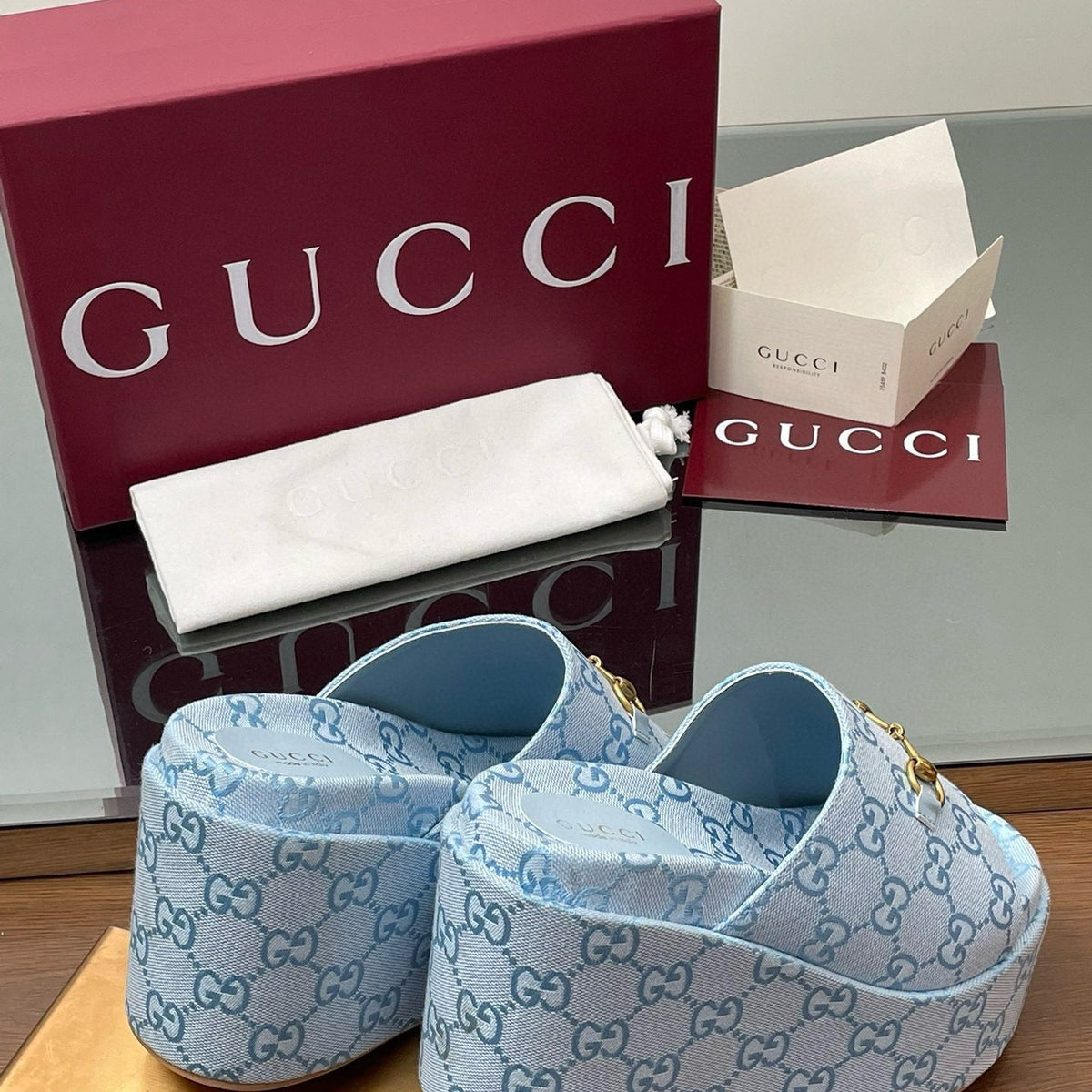 Gucci Shoes- Gucci Wedge Sandals Premium Designer Casual Shoes
