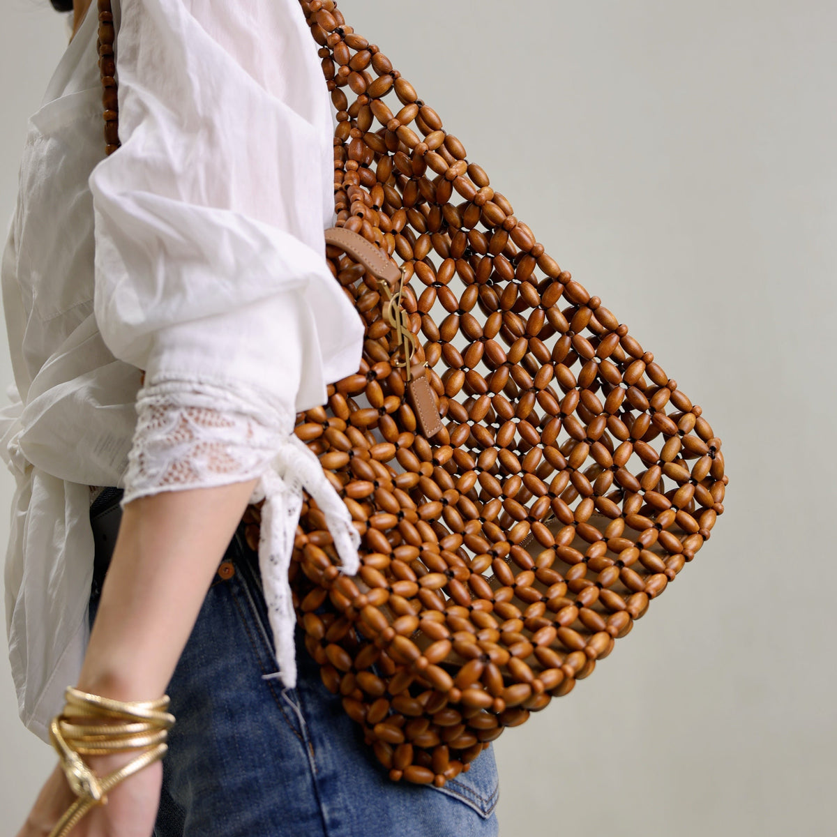 Saint Laurent Bags- Saint Laurent Le 5 A 7 In Wood Bag Premium Designer Shoulder Bag