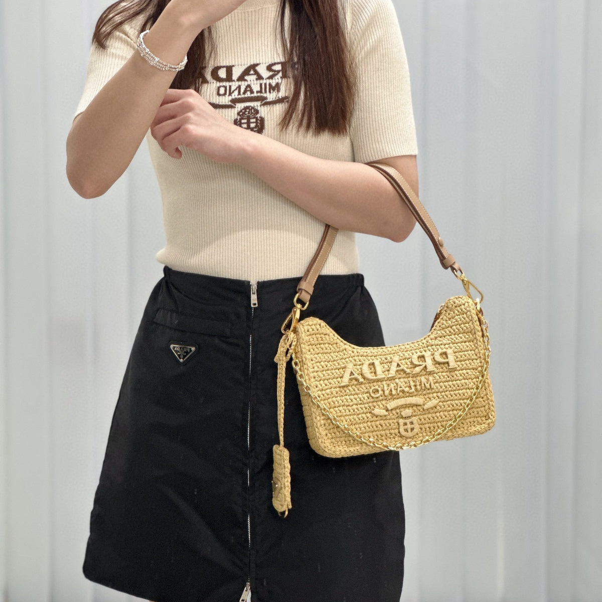 Bags- Pd Re-edition Crochet Mini Bag Luxury Designer Leather Handbag