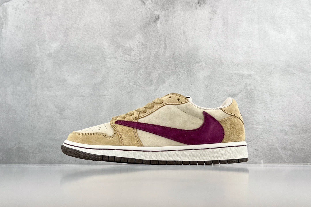 Jordan Shoes- Jordan Travis S x Jordan 1 Low Premium Designer Casual Shoes