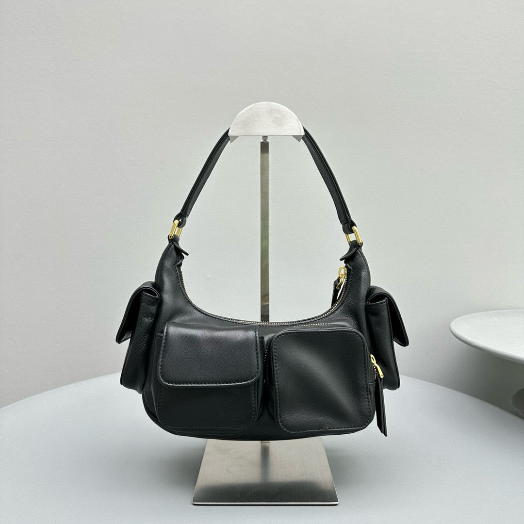 Bags- Miu M Pocket Nappa Leather Bag Luxury Designer Leather Handbag