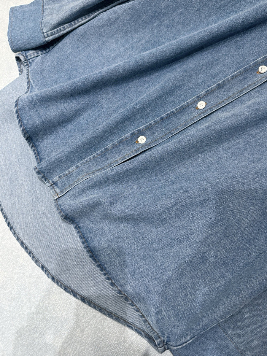 Tops- Miu M Denim Shirt Elegant Everyday Designer Top