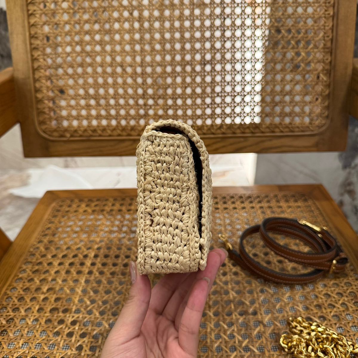 Bags- Cel Multipochette In Raffia Bag Luxury Designer Leather Handbag