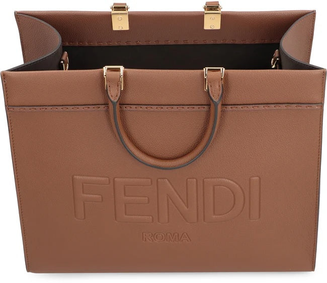 Fendi Bags? Fendi Sunshine Calfskin Leather Medium Shopper Tote Bag Elegant Everyday Designer Handbag