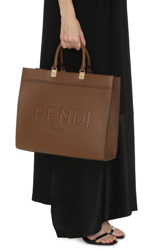 Fendi Bags? Fendi Sunshine Calfskin Leather Medium Shopper Tote Bag Elegant Everyday Designer Handbag