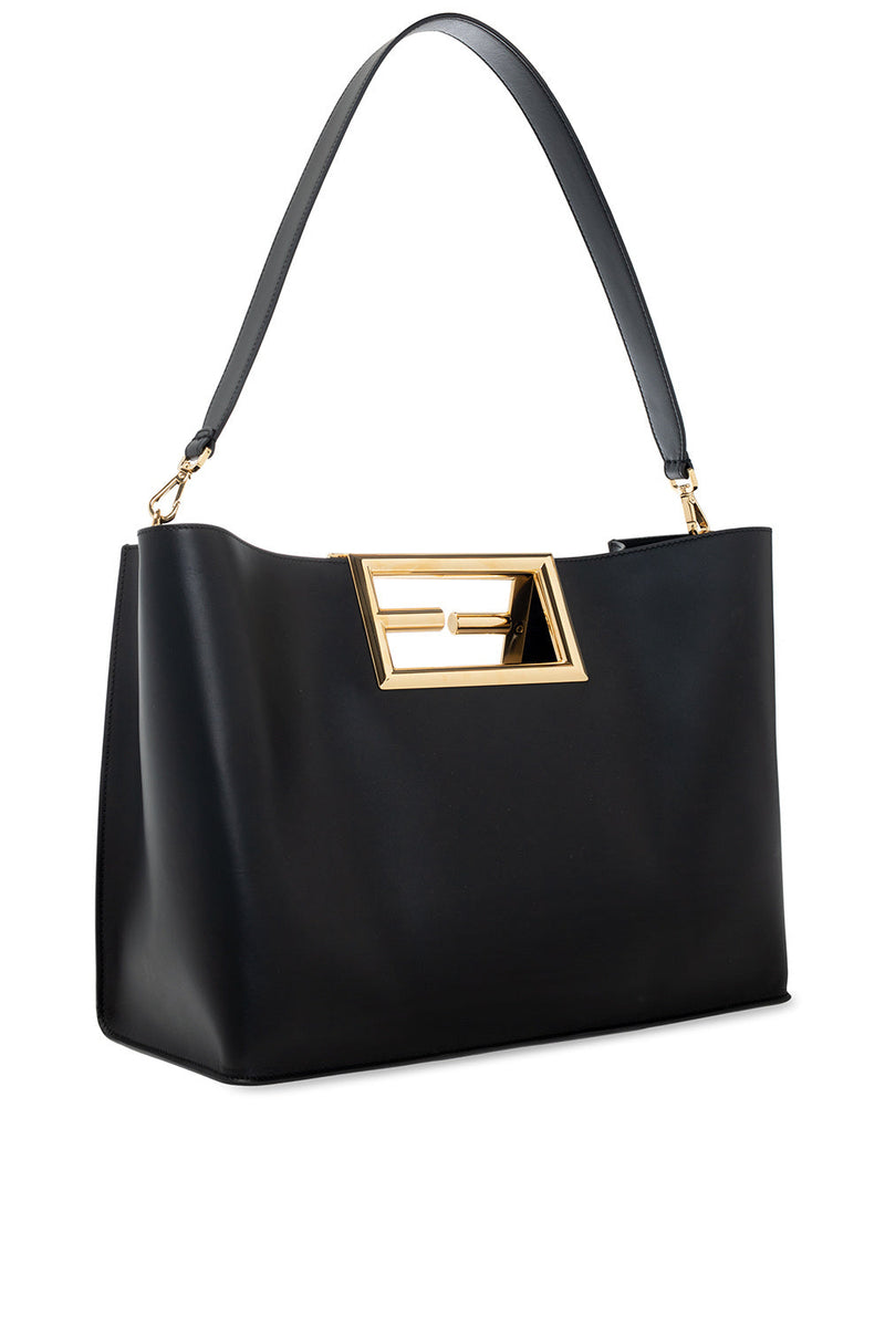 Close-up of Fendi shoulder bags hardware and fine stitching