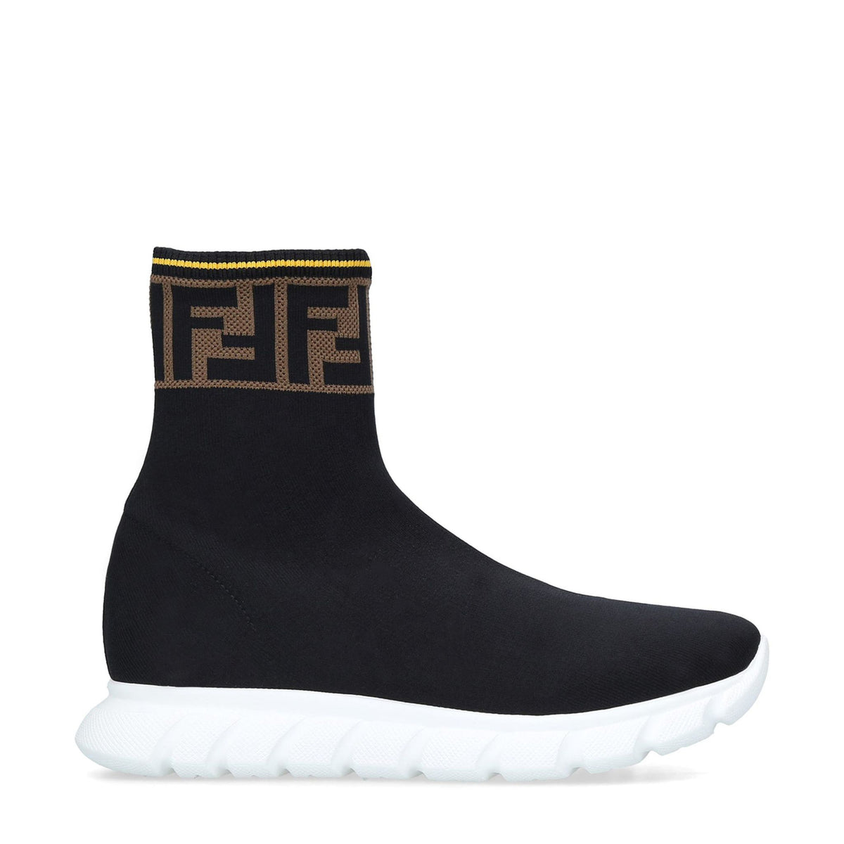 Fendi Shoes? FENDI Stretch Knit Jacquard FF Mania High Top Sock Sneakers Premium Designer Casual Shoes