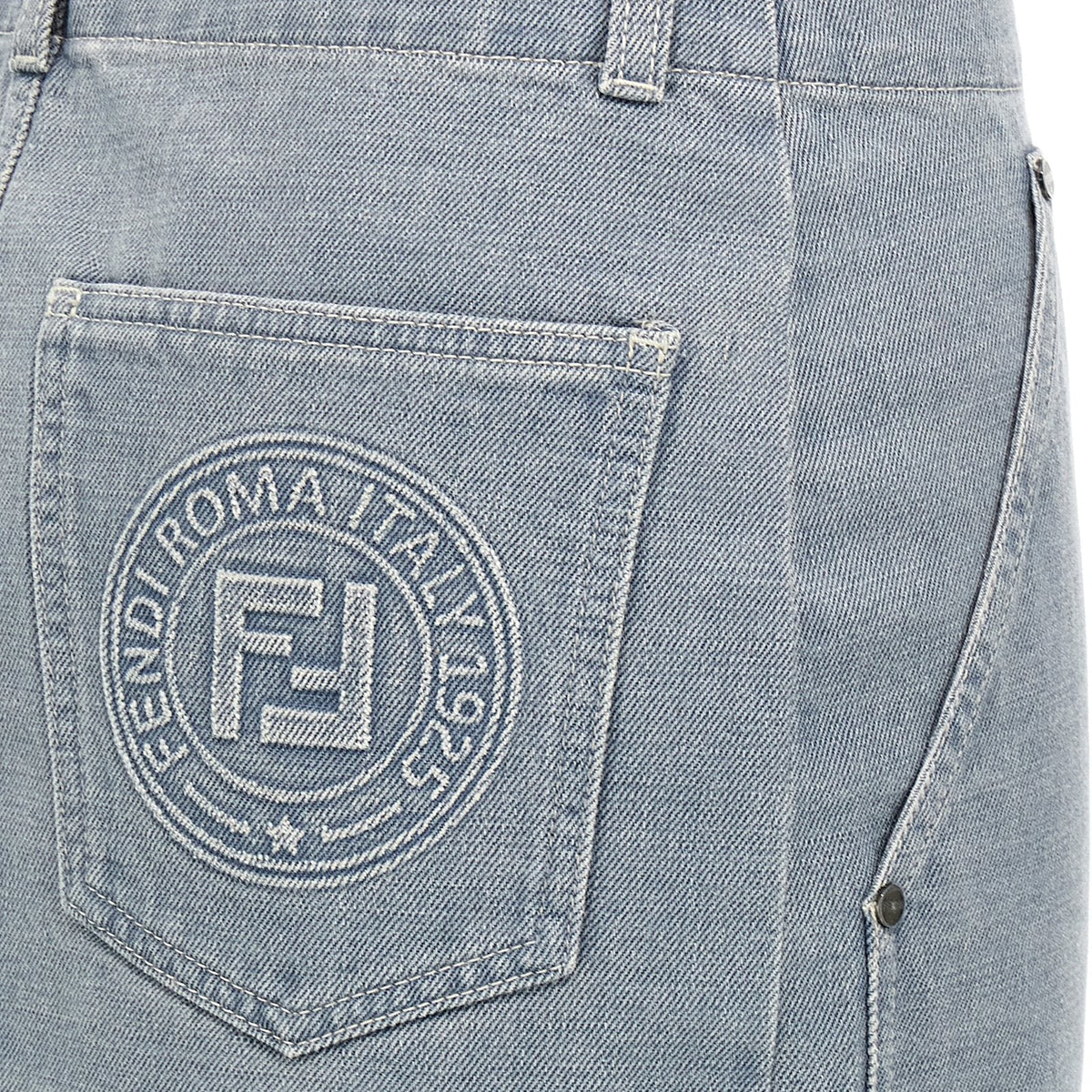 Close-up of Fendi skirts hardware and fine stitching