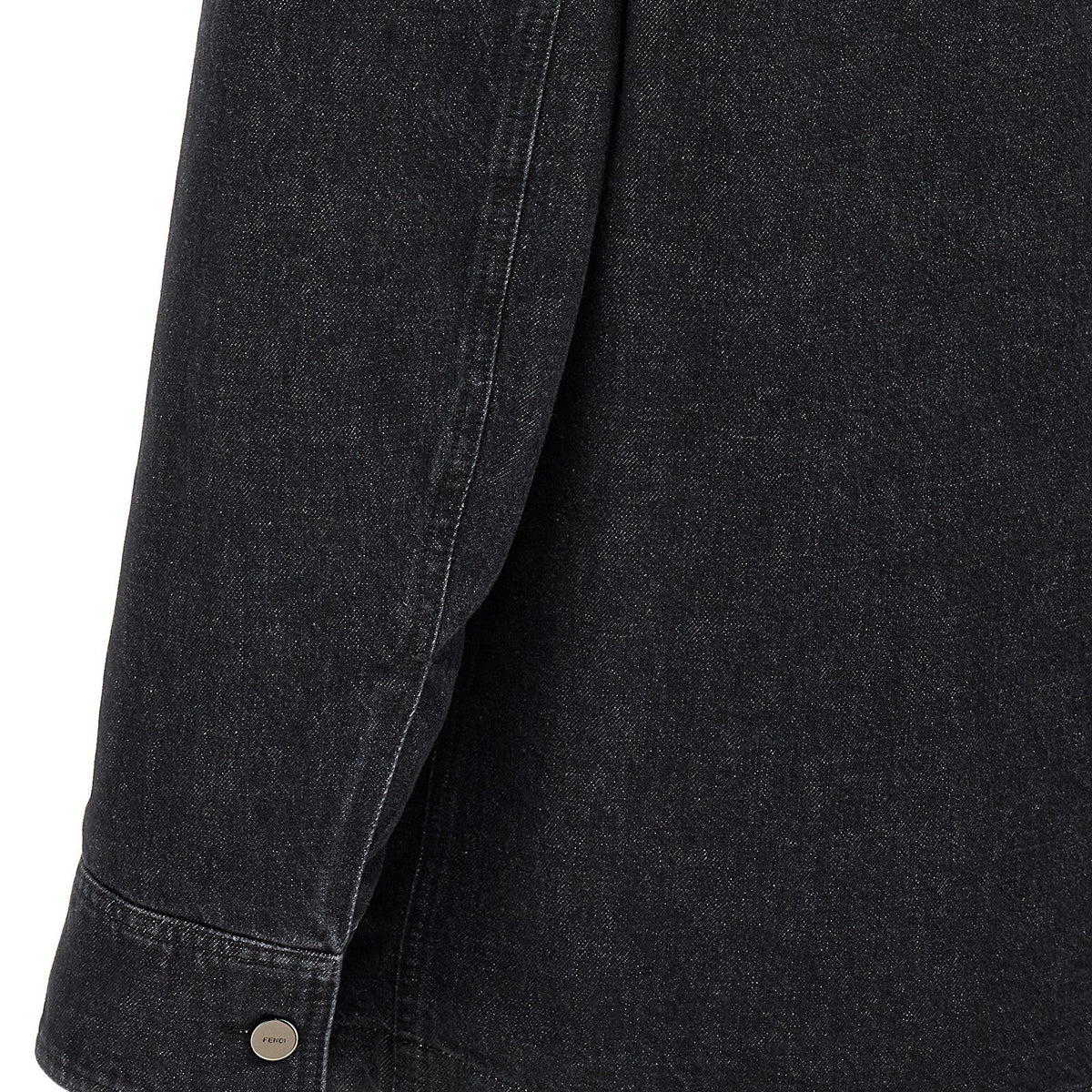 Close-up of Fendi coats hardware and fine stitching