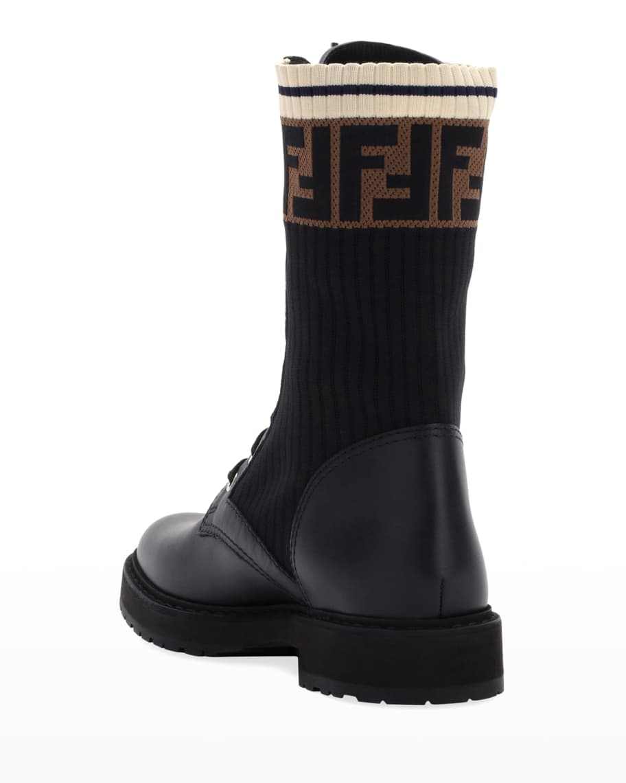 Close-up of Fendi boots hardware and fine stitching