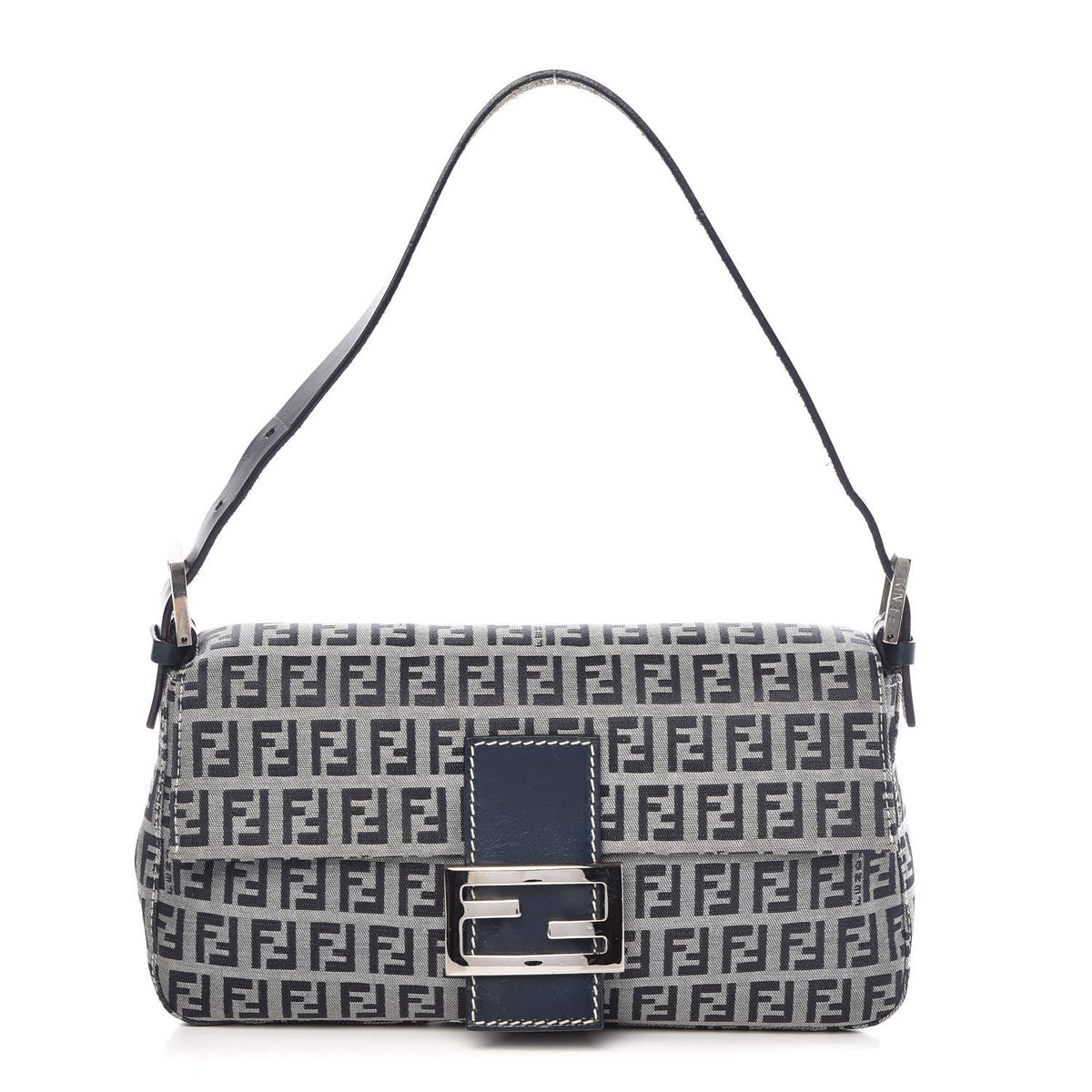Fendi Bags? FENDI Zucchino Baguette Navy Luxury Designer Leather Handbag