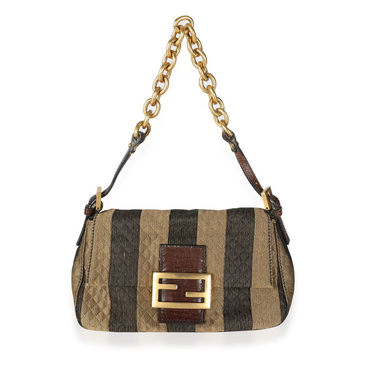 Fendi Bags? FENDI Pequin Quilted Mini Mama Baguette BAG Luxury Designer Leather Handbag
