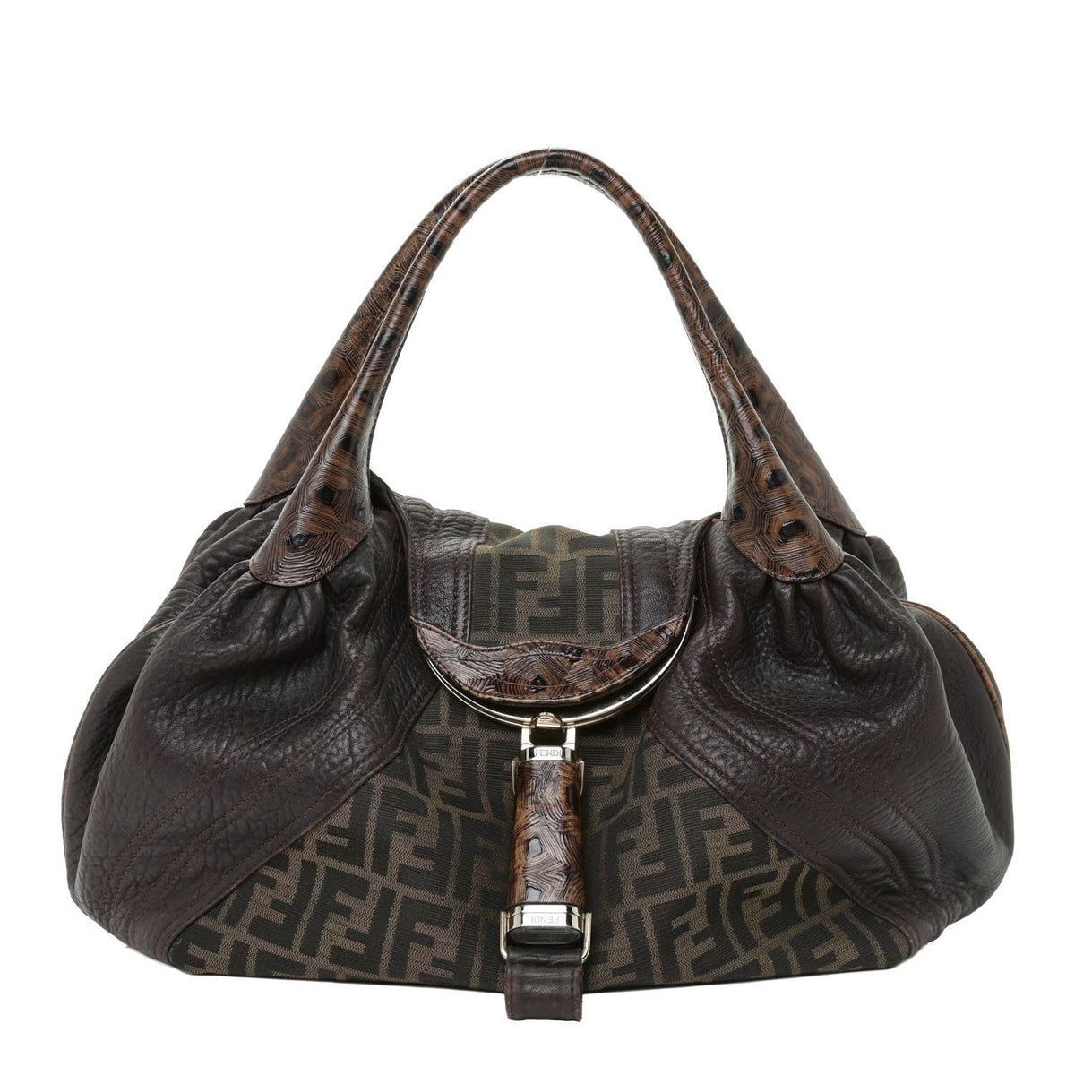 Fendi Bags? FENDI Zucca Nappa Tortoise Spy Tobacco Bag Luxury Designer Leather Handbag