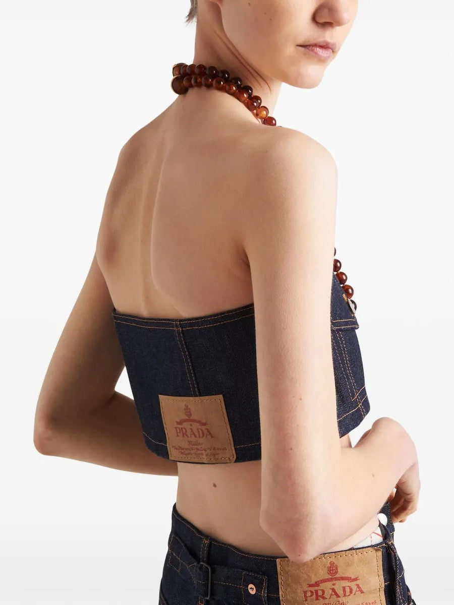Close-up of Prada t-shirts & tops hardware and fine stitching
