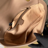 Velouxe ‎443496 Gg Marmont Medium Matelassé Shoulder Bag Nude Pink Leather Gold Hardware detail shot – authentic designer craftsmanship