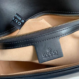 Velouxe ‎443496 Gg Marmont Medium Matelassé Shoulder Bag Black Leather Gold Hardware detail shot – authentic designer craftsmanship