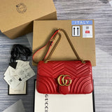 Velouxe ‎443496 Gg Marmont Medium Matelassé Shoulder Bag Red Leather Gold Hardware – luxury designer bag at Velouxe