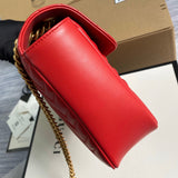 Velouxe ‎443496 Gg Marmont Medium Matelassé Shoulder Bag Red Leather Gold Hardware detail shot – authentic designer craftsmanship