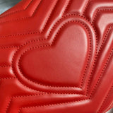 Velouxe ‎443496 Gg Marmont Medium Matelassé Shoulder Bag Red Leather Gold Hardware detail shot – authentic designer craftsmanship