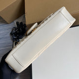 Front view of Velouxe ‎443496 Gg Marmont Medium Matelassé Shoulder Bag White Leather Gold Hardware premium bag