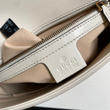 Velouxe ‎443496 Gg Marmont Medium Matelassé Shoulder Bag White Leather Gold Hardware detail shot – authentic designer craftsmanship