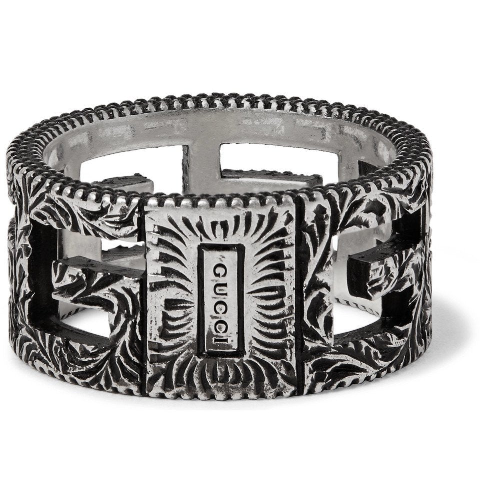 Gucci Jewellery? Gucci Engraved Burnished Sterling Silver Ring Luxury Designer Statement Jewellery