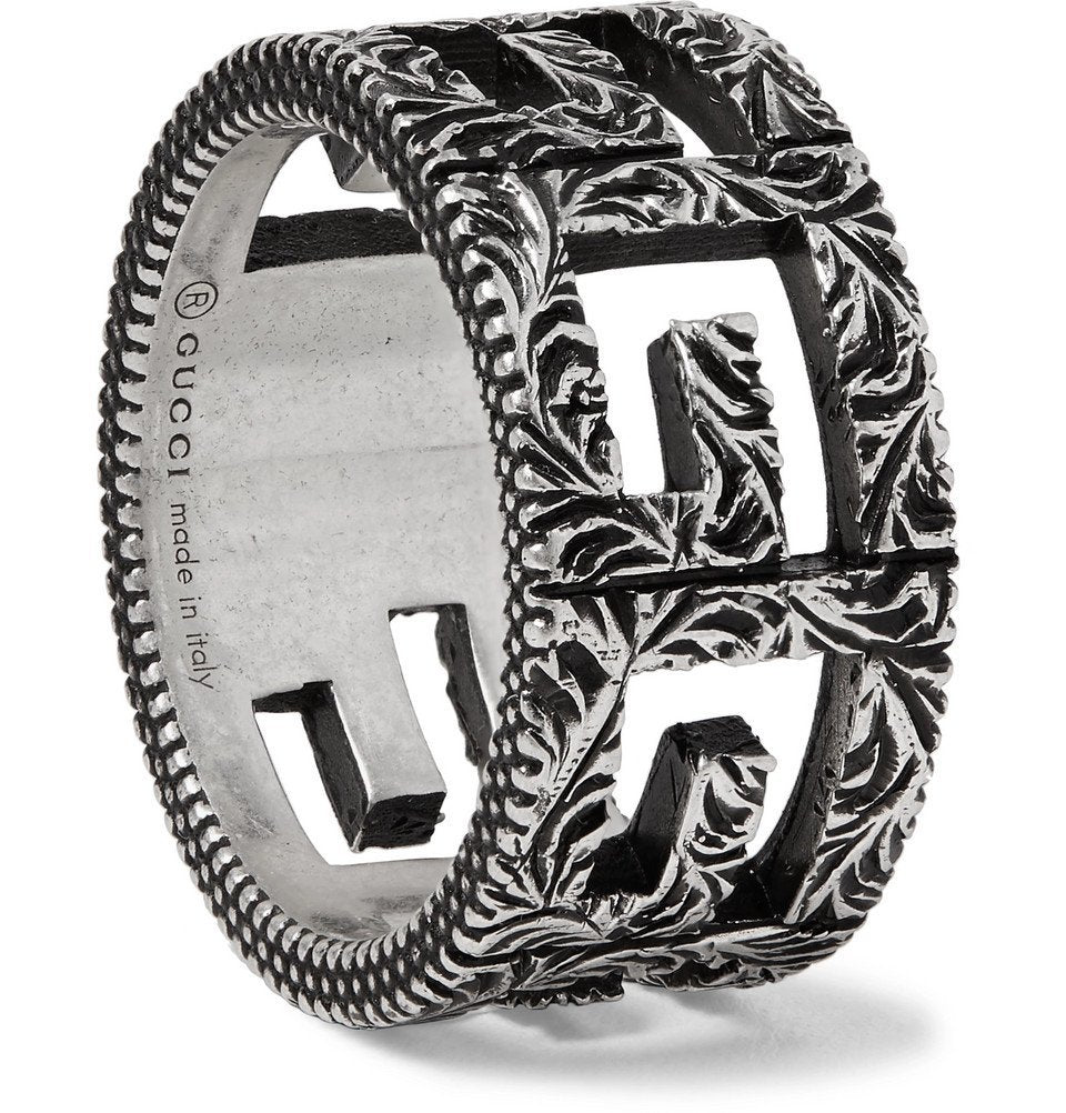 Gucci Jewellery? Gucci Engraved Burnished Sterling Silver Ring Luxury Designer Statement Jewellery
