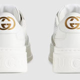 Close-up of Gucci sneakers hardware and fine stitching