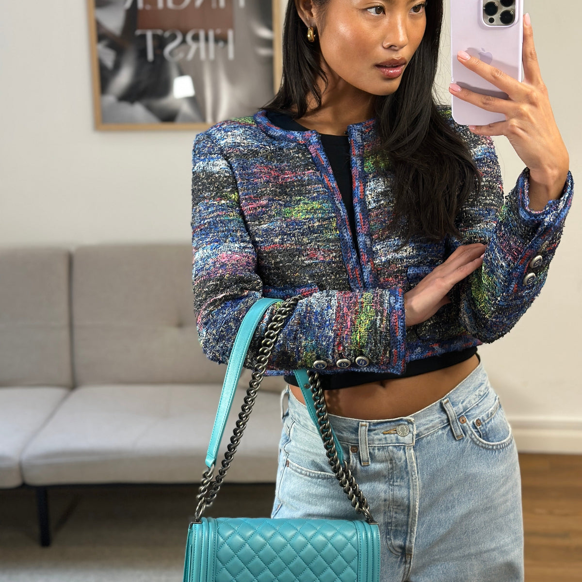 Chanel Bags Chanel *FIRE PRICE* Chanel Teal Medium Boy Bag in Lambskin Leather with Ruthenium Hardware Elegant Everyday Designer Handbag