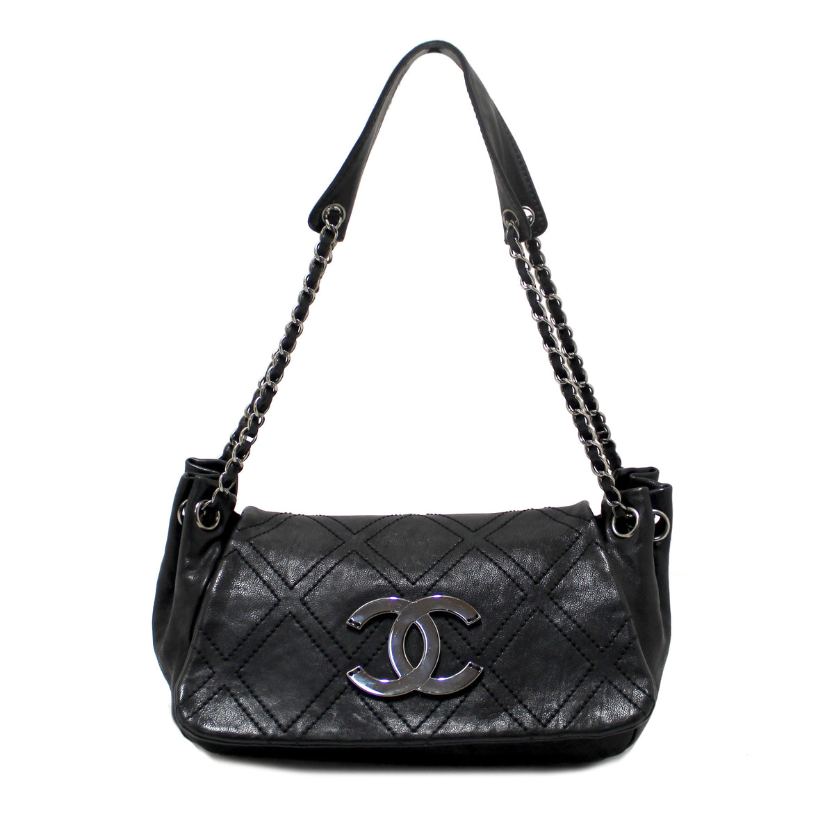 Chanel Bags Chanel Black Diamond Stitch Accordion Flap Shoulder Bag Elegant Everyday Designer Handbag