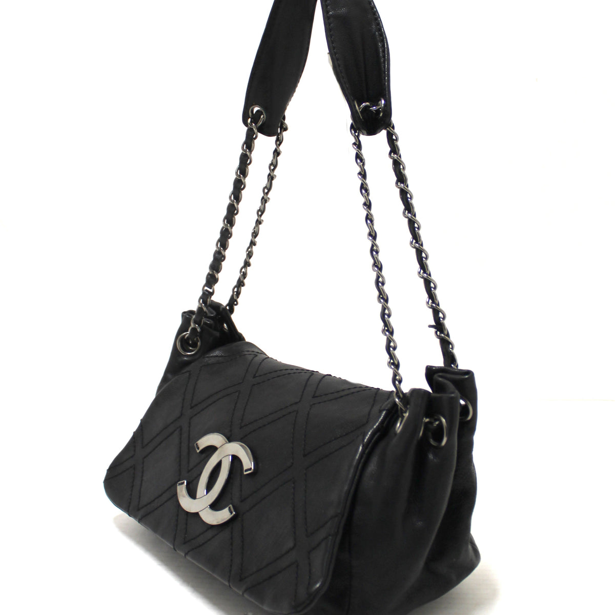 Chanel Bags Chanel Black Diamond Stitch Accordion Flap Shoulder Bag Elegant Everyday Designer Handbag