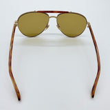 Close-up of Gucci sunglasses hardware and fine stitching
