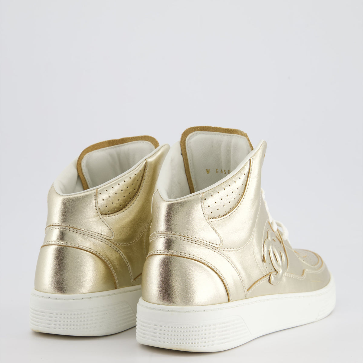 Chanel Shoes? Chanel 24C Metallic Gold High Sneakers in Calfskin Leather with Logo Detail Size EU 39 Luxury Lifestyle Designer Footwear
