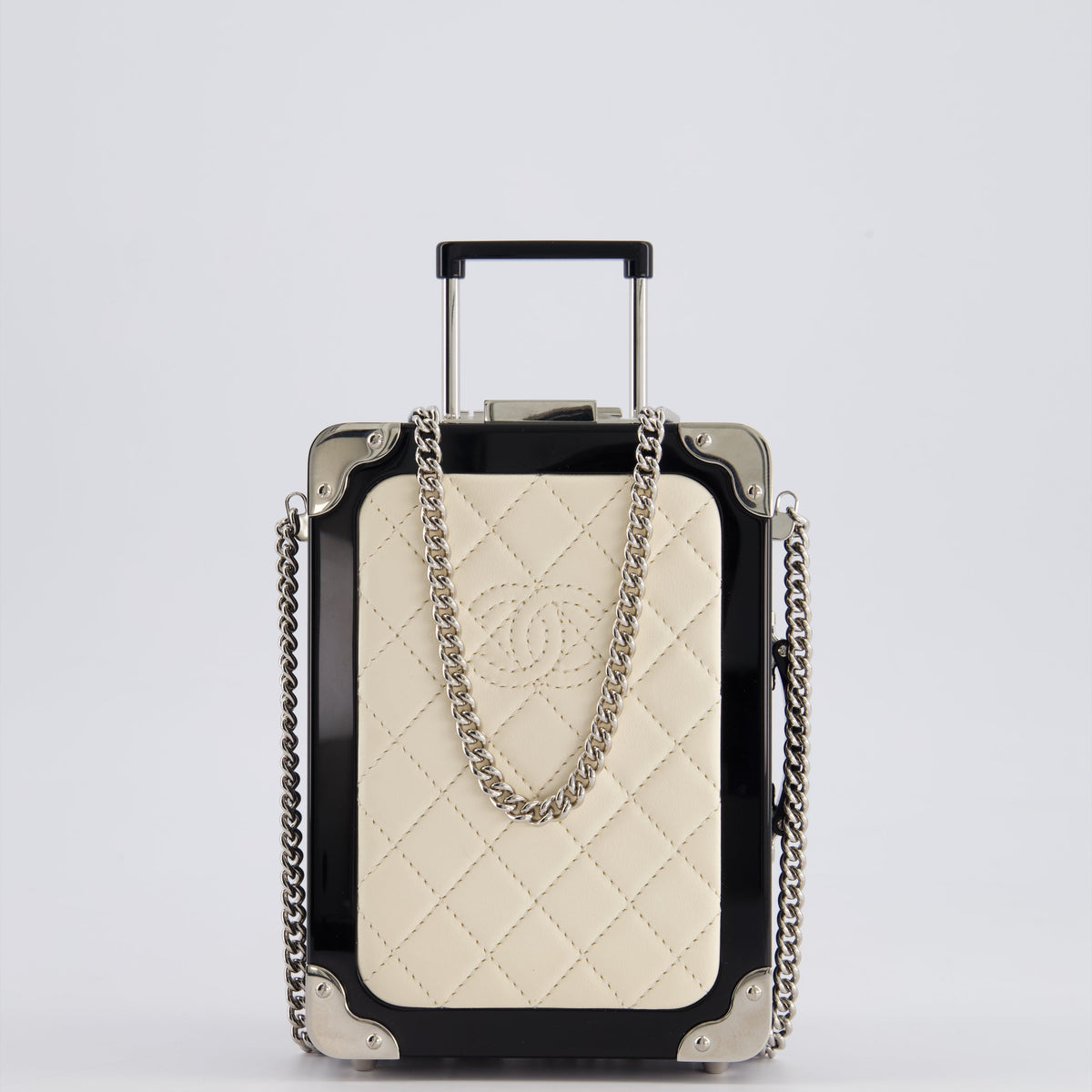 Chanel Bags Chanel *RARE* Chanel 2016 Airlines Evening In The Air Trolley Minaudi?®re Bag with Silver Hardware and Quilted Leather with Logo Detail Elegant Everyday Designer Handbag